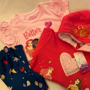 💖Disney Princess Outfit Trio Sz 4 NWT💖